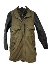 Zara Basic Stylish Women's Fabric and Leather Mix Coat Size Small FREE DELIVERY