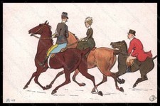 Artist Signed F. Sidesaddle Lady Horse Men serie 412 postcard VK5633