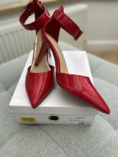 WOMENS DUNE HEAD OVER HEELS CAROLE RED PATENT COURT STILETTO HEELS SHOE 8 41 BOX