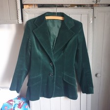 Vtg 70s Green Velvet Jacket Sz S  8 C&A Retro Glam