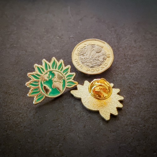 Green party pin official - green,