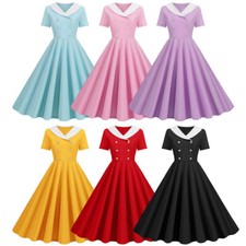 WOMEN VINTAGE 50'S STYLE ROCKABILLY SWING WRAP EVENING PARTY SILKY DRESS
