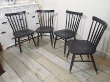 4 Ercol Style Chairs Dining Stickback Dark Grey FREE POSTAGE 