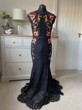Karen Millen BNWT 10 Stunning Black Lace Embroidered Bias Cut Stud Maxi RRP £450
