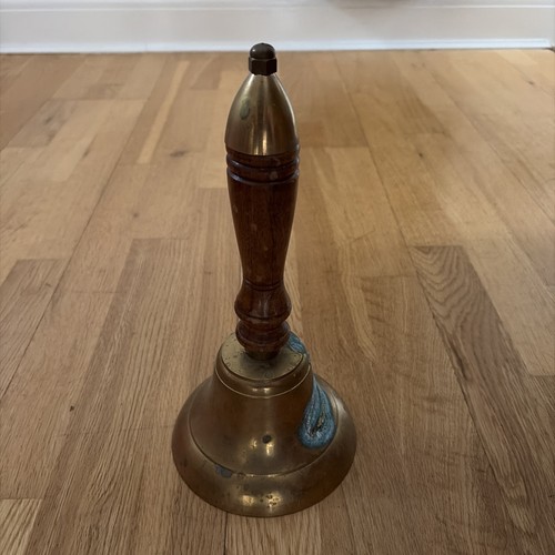 Vintage brass school hand bell - brass,