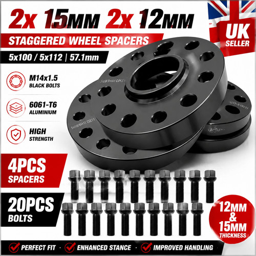 15mm 12mm black - 2x,