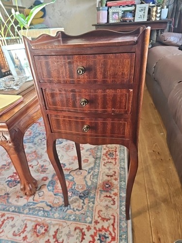 Antique french walnut bedside - walnut,
