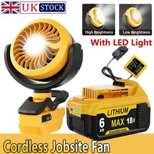 Jobsite Fan for Dewalt 18V XR Battery Portable Camping Fan LED 2 Speed Setting