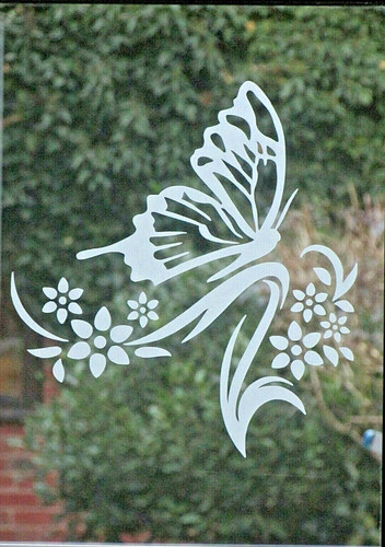 Etched glass vinyl flower - glass, &
