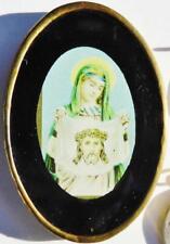 Antique 19thC. Miniature Portrait St. Veronica, The Holy Face of Jesus Veil 65mm