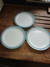 DENBY COLONIAL BLUE 3 X SALAD DESSERT PLATES 8.5" USED