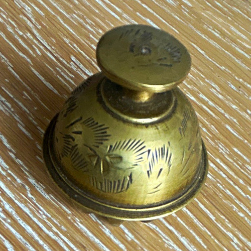 Engraved brass hand - bell, with