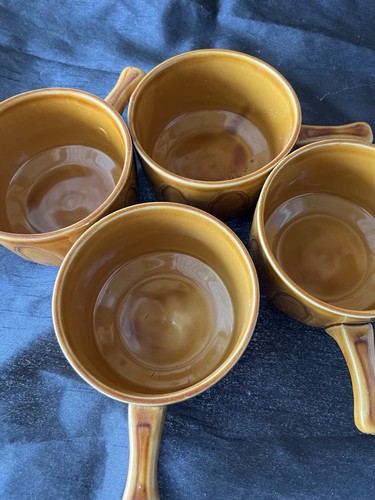 1960 brown glazed soup bowls - 1960,