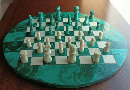 Vintage chess set marbled - set,