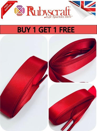 Red satin smooth shoelace - red,