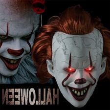 Adults Pennywise Scary Clown Latex Mask Creepy Halloween Costume Props Face Mask