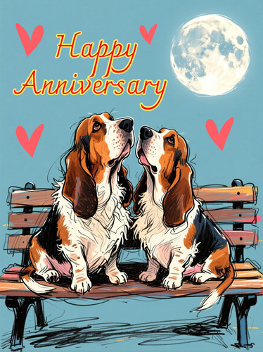 Happy anniversary basset - anniversary, hound
