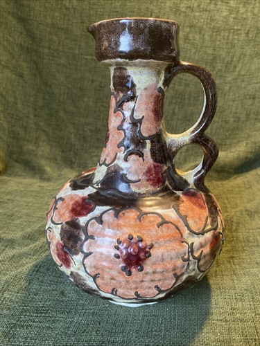 Vintage floral glaze vase jug - vintage,