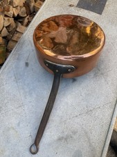 Vintage French Handmade Copper Tin Lined Frying Pan 1.9kg