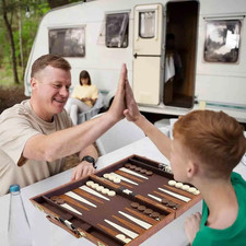 18" Premium Leather Backgammon Set Classic Board Game for Adults & Kids UK