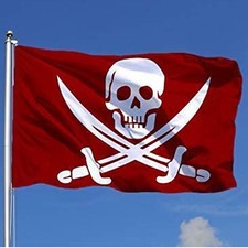 3x5 Ft Bloody Red Flags Jack Rackham Pirate Flag Polyester Double Side Printing