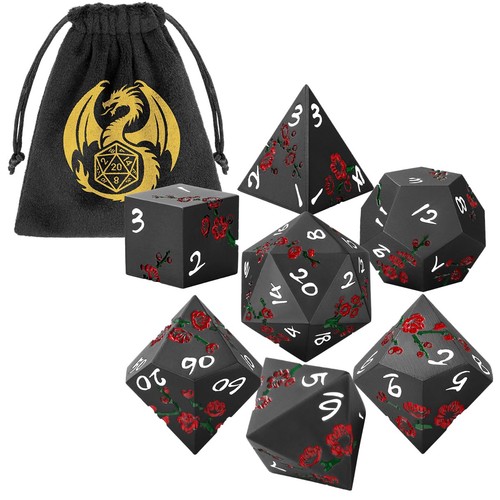 Metal dice set flat face - face, red