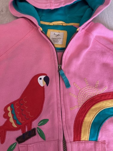 Frugi girls pink parrot hooded - girls,