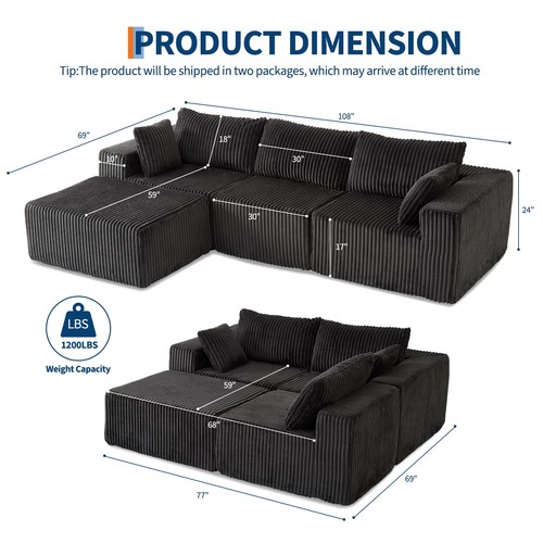 274cm flexible modular sofa - modular,
