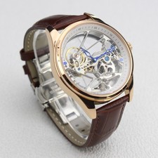 seiko 41mm Watch Skeleton Flywheel Bridge Movement Automatic Mechanical Brown