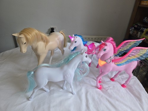 Plastic barbie horses unicorn - plastic,