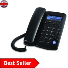 Corded Telephone with Digital Display, Caller ID and Hands-Free Speaker - Black