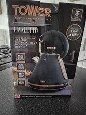 Tower T10044RG 1.7L Cavaletto Pyramid Kettle - Black and Rose Gold