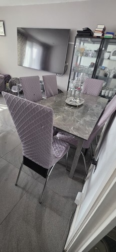 Glass dining table chairs - table,