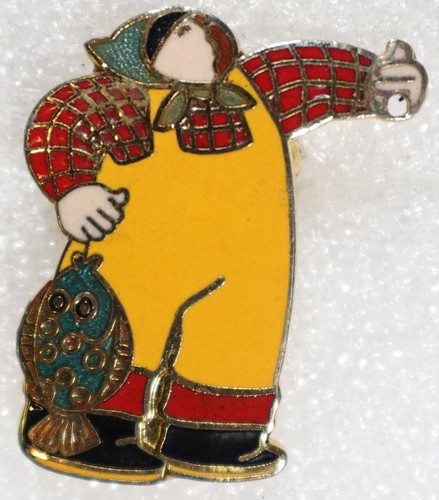 Vintage fisherman pinback - vintage,