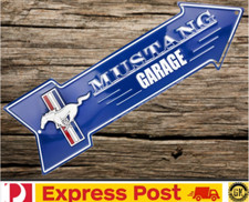 tin signs man cave shed garage Mustang Garage Arrow Embossed Metal Sign - gifts