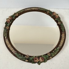 Art Deco Barbola Floral Bevelled Glass Free Standing /Wall Mirror 39cm M