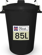 85L Heavy Duty Plastic Bin Black Versatile, Durable for Garden and Animal Feed