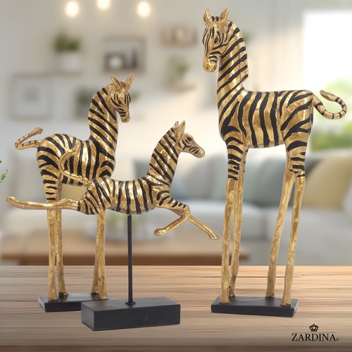 Golden zebras art sculpture - art,