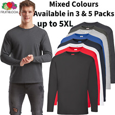 Fruit of the Loom mens long sleeve t shirt 3 or 5 pack lot 100% Cotton t-shirt