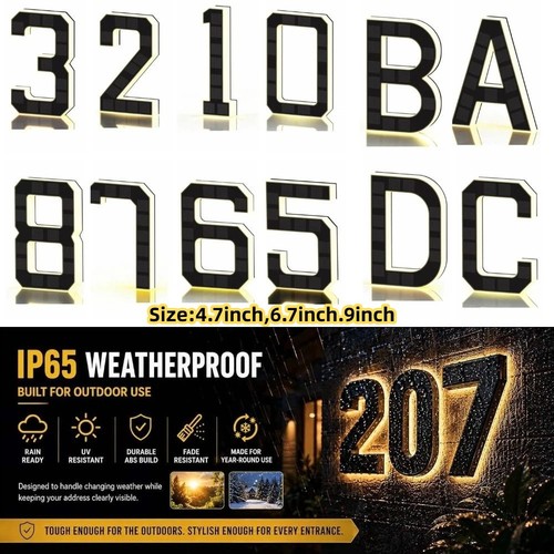 Illuminated solar house number - illuminated,