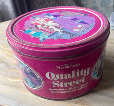 Vintage large empty round Mackintosh's Quality Street metal tin 5 1/2 lbs 2.5kg