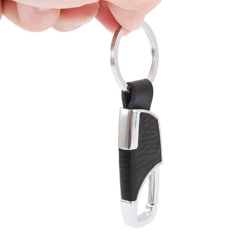 Men metal leather keychain - leather,