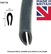 Medium Black Rubber U Channel