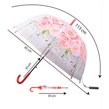 Flowers Clear Dome Umbrella Ladies Large Clear Long plastic PVC Wedding Brolly