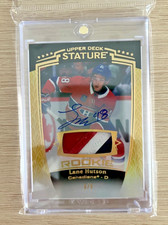 2024-25 Upper Deck Stature Lane Hutson Premium Auto Gold Patch 3/5