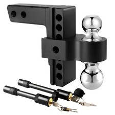 2" Receiver Trailer Hitch 6" Drop Tow Hitch Adjustable Dual 2"-2 5/8 Ball Mount 