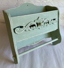 Vintage Upcycled Rustic Green Wooden Wall Shelf