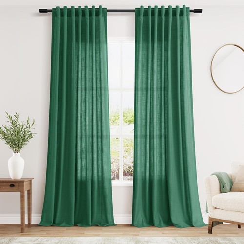 Dark green linen curtains - green, 90