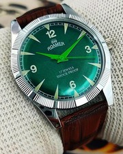 Vintage Roamer Swiss Hand-Winding Men’s Wristwatch – Green Dial.