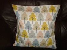 IN SCION SETRI TREE  ART DECO PRINT   FABRIC CUSHION COVER 16in pad BEIGE MULTI